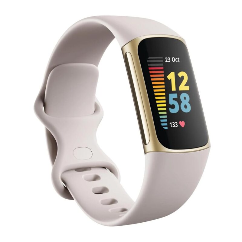Fitbit Charge 5 Advanced Fitness & Health Tracker Bundle, Soft Gold
