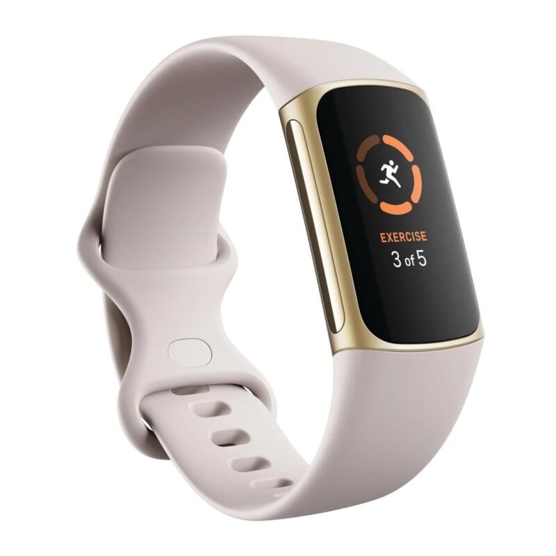 Fitbit Charge 5 Advanced Fitness & Health Tracker Bundle, Soft Gold