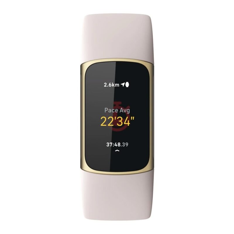 Fitbit Charge 5 Advanced Fitness & Health Tracker Bundle, Soft Gold