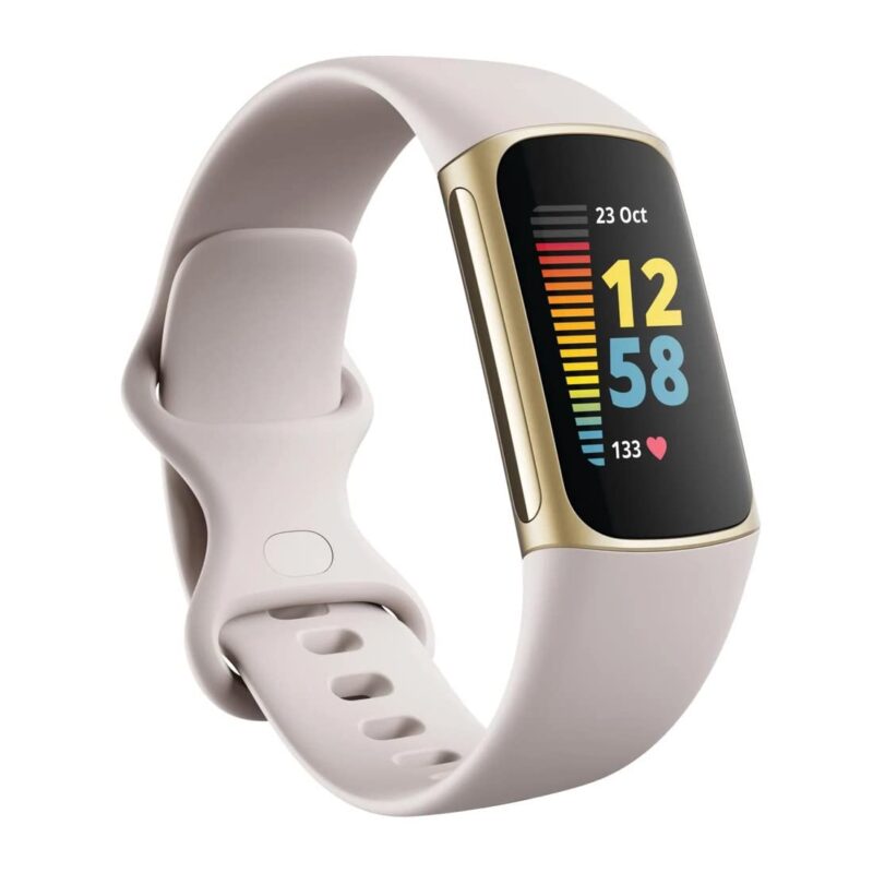 Fitbit Charge 5 Advanced Fitness & Health Tracker Bundle, Soft Gold