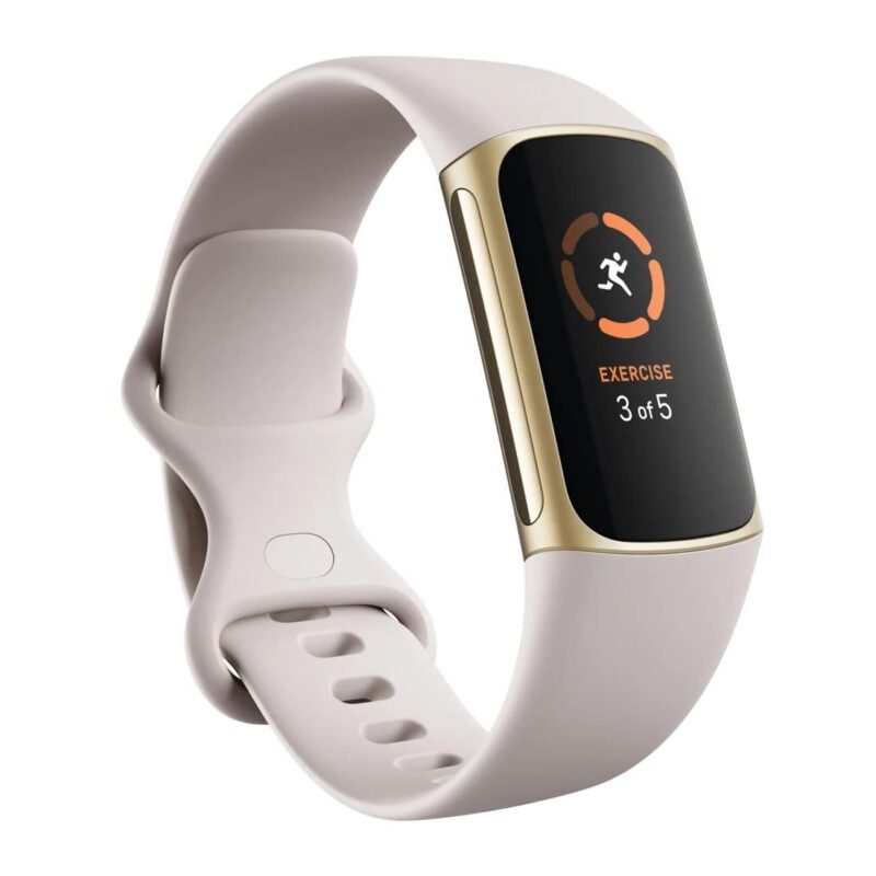 Fitbit Charge 5 Advanced Fitness & Health Tracker Bundle, Soft Gold