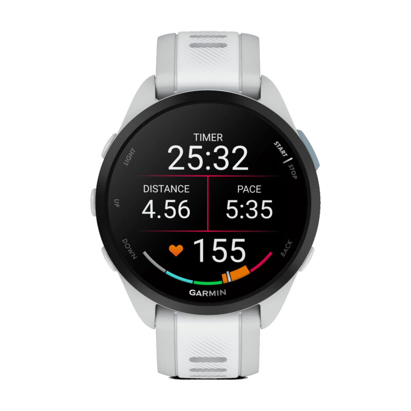 Garmin Forerunner 165, Running Smartwatch, Colorful AMOLED Display, Training Metrics and Recovery Insights, Whitestone