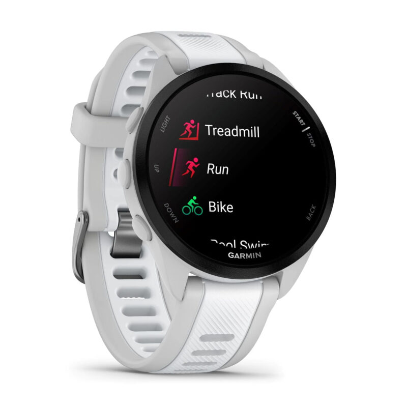 Garmin Forerunner 165, Running Smartwatch, Colorful AMOLED Display, Training Metrics and Recovery Insights, Whitestone