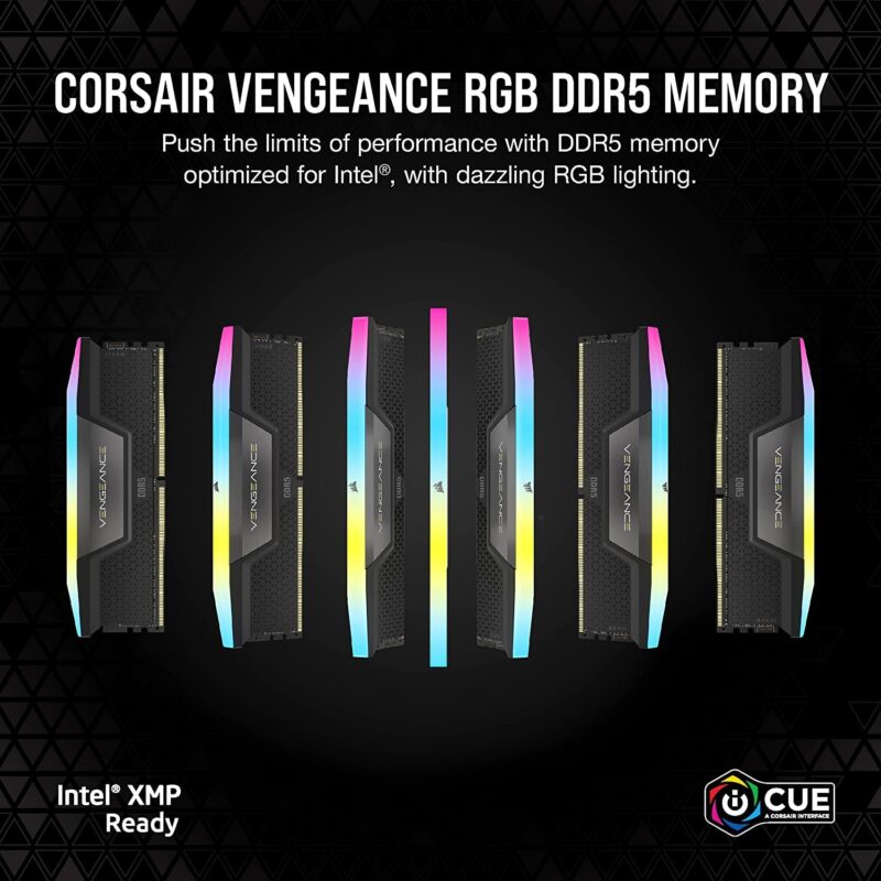 CORSAIR VENGEANCE RGB DDR5 RAM 32GB (2x16GB) 6400MHz CL36-48-48-104 1.35V Intel XMP Desktop Computer Memory - Black (CMH32GX5M2B6400C36)