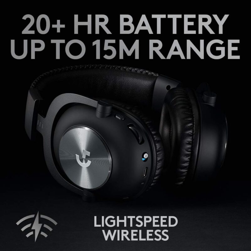 Logitech G PRO X Wireless Lightspeed Gaming Headset Gen 1: Blue VO!CE Mic Filter Tech, 50 mm PRO-G Drivers, and DTS Headphone:X 2.0 Surround Sound - Black