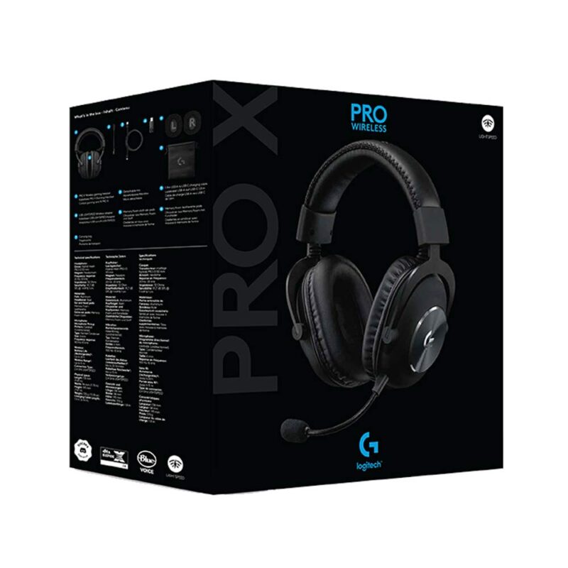 Logitech G PRO X Wireless Lightspeed Gaming Headset Gen 1: Blue VO!CE Mic Filter Tech, 50 mm PRO-G Drivers, and DTS Headphone:X 2.0 Surround Sound - Black