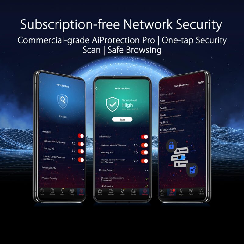 ASUS ROG Rapture GT-BE98 PRO First Quad-Band WiFi 7 Gaming Router supports 320MHz, Dual 10G Port, Triple-level Game Acceleration, Mobile Game Mode, Subscription-Free Security, AiMesh, and VPN features